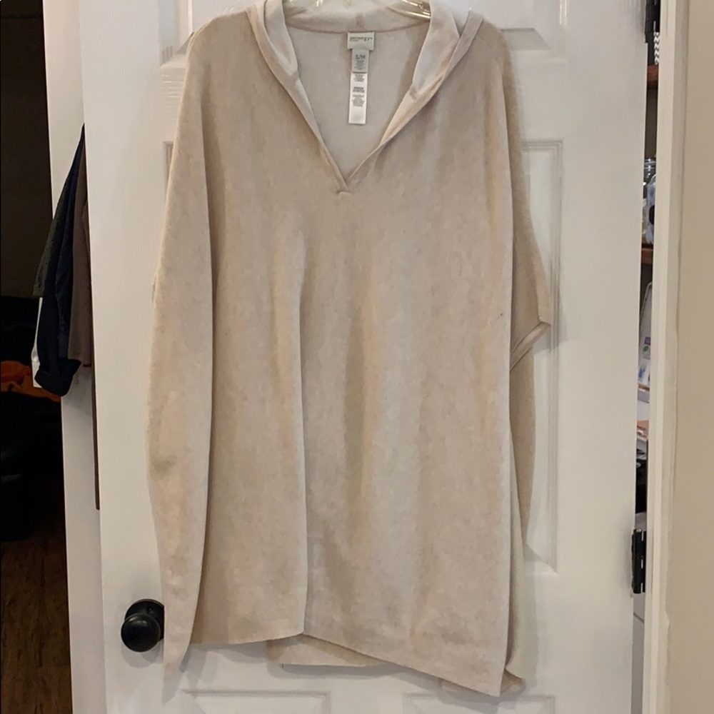 Light tan long hooded poncho